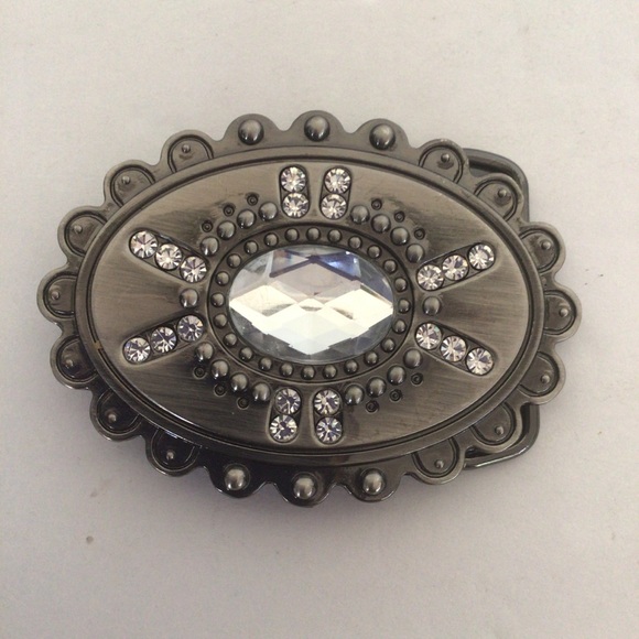PETER NYGARD VINTAGE CRYSTAL AND SILVER BELT BUCKLE - Picture 1 of 6